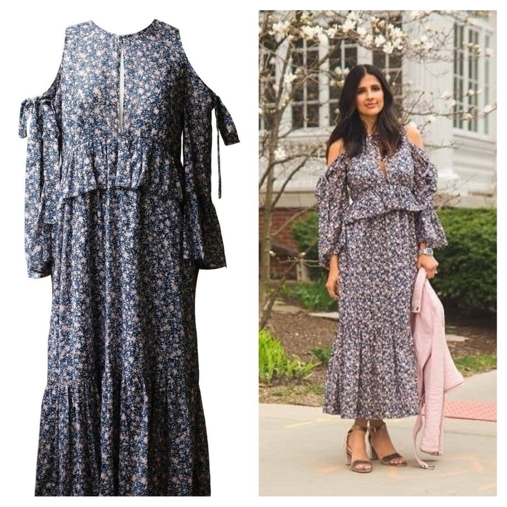 Robert Rodriguez Floral Cold Shoulder Dress Maxi L